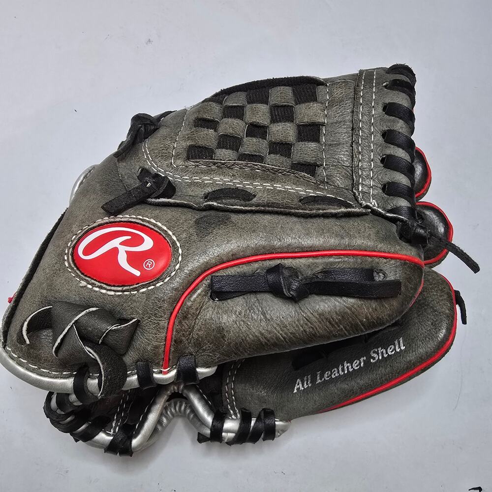 Rawlings Mark of a Pro Youth Baseball Glove 10” RHT Leather Gray Red